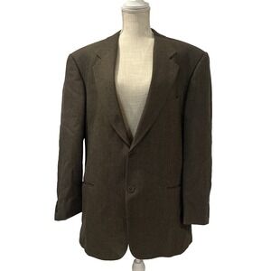Vintage Valentino Uomo 100% Virgin Wool Sport Coat Brown 44L Made in Italy Suit
